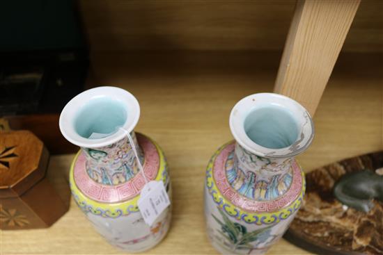 Two 19th century Chinese famille rose bottle vases 23cm high